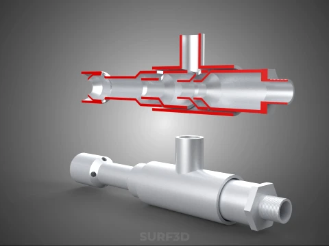 CROSS SECTION VIEW MICRO NANO BUBBLE VENTURI NOZZLE PIPE TUBE 3D Model