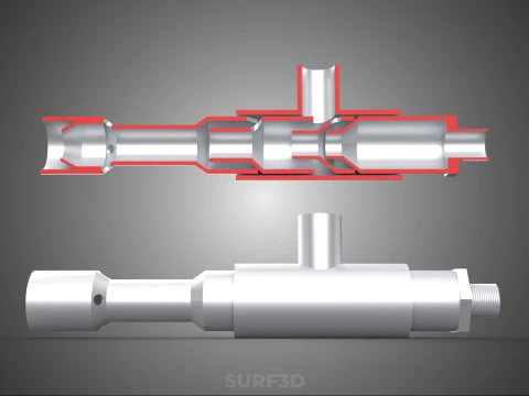 CROSS SECTION VIEW MICRO NANO BUBBLE VENTURI NOZZLE PIPE TUBE 3D Model
