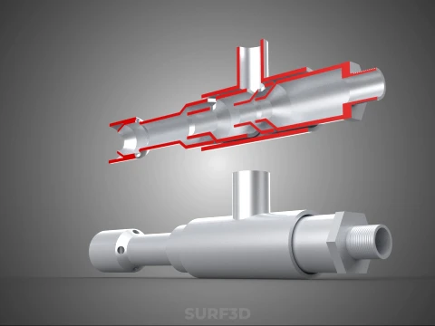 CROSS SECTION VIEW MICRO NANO BUBBLE VENTURI NOZZLE PIPE TUBE 3D Model