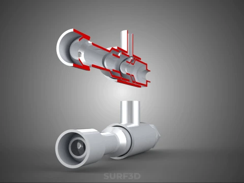CROSS SECTION VIEW MICRO NANO BUBBLE VENTURI NOZZLE PIPE TUBE 3D Model
