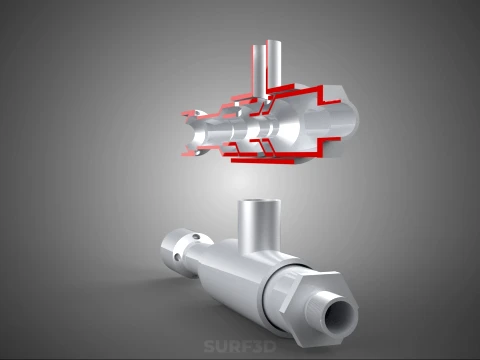CROSS SECTION VIEW MICRO NANO BUBBLE VENTURI NOZZLE PIPE TUBE 3D Model
