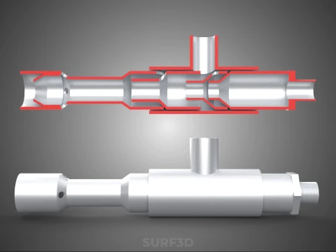 CROSS SECTION VIEW MICRO NANO BUBBLE VENTURI NOZZLE PIPE TUBE 3D Model