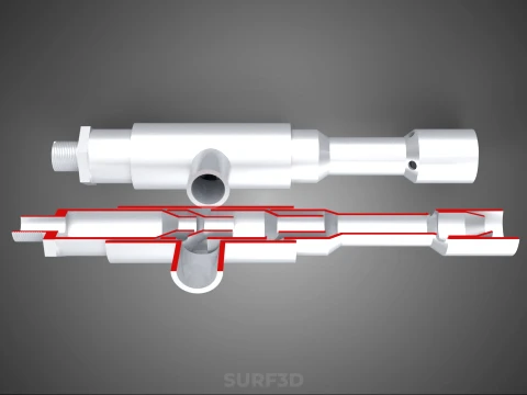 CROSS SECTION VIEW MICRO NANO BUBBLE VENTURI NOZZLE PIPE TUBE 3D Model