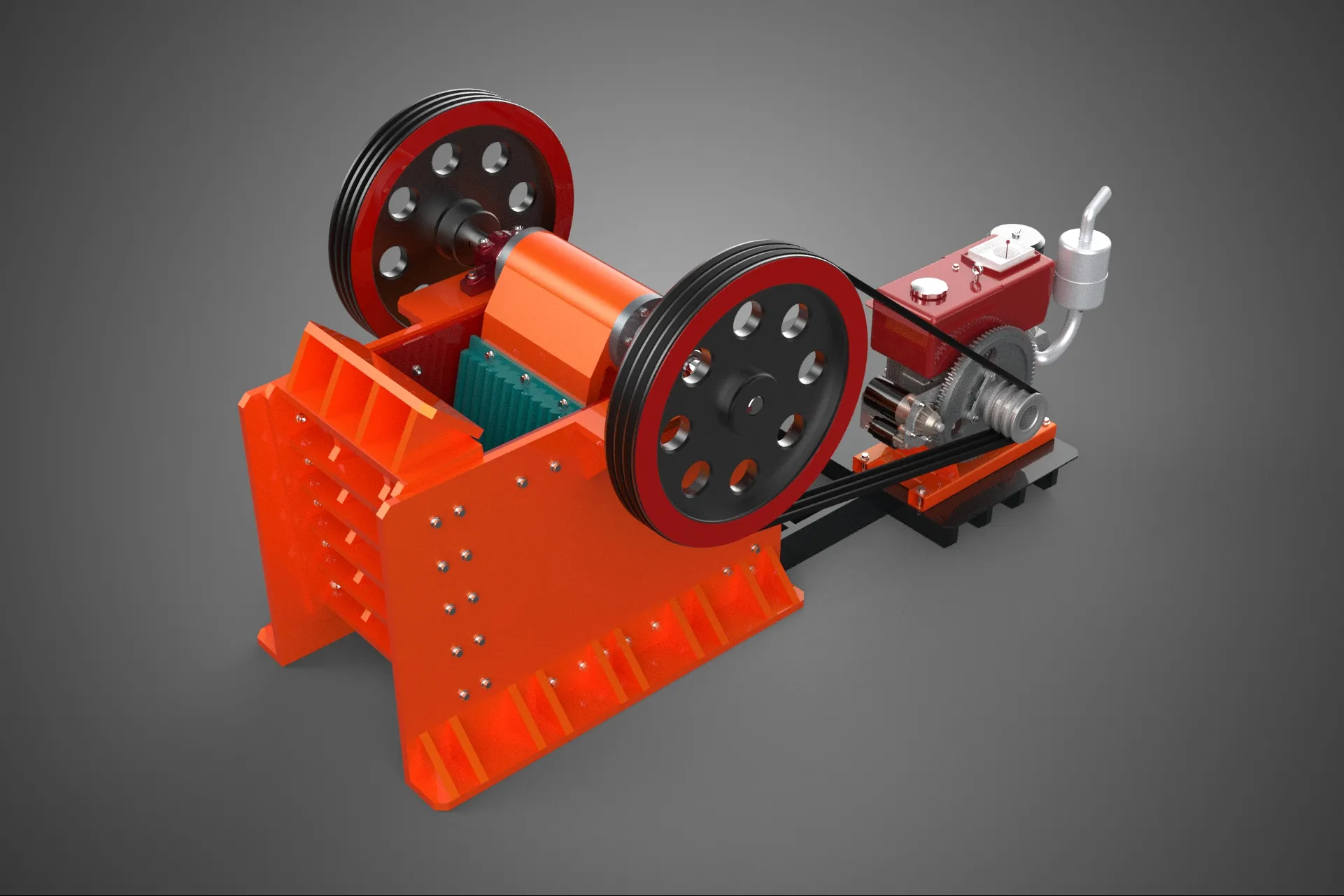JAW CRUSHER CRUSHING BREAKER MACHINE ROCK STONE DIESEL ENGINE 3D Model .c4d .max .obj .3ds .fbx .stl .blend 