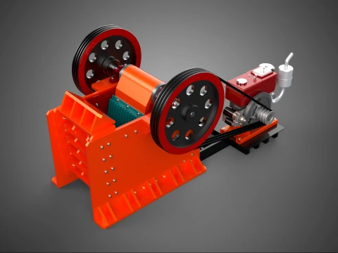 JAW CRUSHER CRUSHING BREAKER MACHINE ROCK STONE DIESEL ENGINE Model 3D