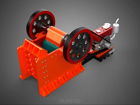 JAW CRUSHER CRUSHING BREAKER MACHINE ROCK STONE DIESEL ENGINE 3D Model