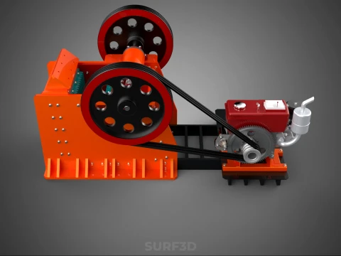 JAW CRUSHER CRUSHING BREAKER MACHINE ROCK STONE DIESEL ENGINE 3D Model