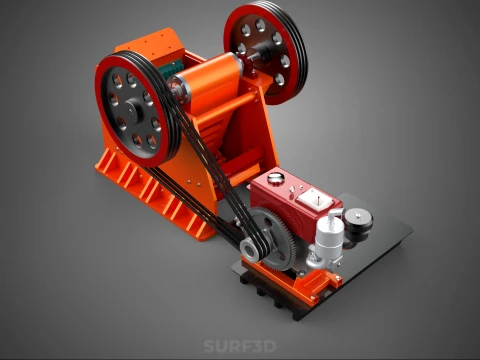 JAW CRUSHER CRUSHING BREAKER MACHINE ROCK STONE DIESEL ENGINE 3D Model