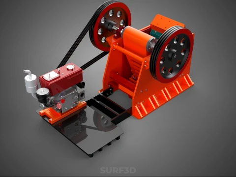 JAW CRUSHER CRUSHING BREAKER MACHINE ROCK STONE DIESEL ENGINE 3D Model