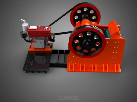 JAW CRUSHER CRUSHING BREAKER MACHINE ROCK STONE DIESEL ENGINE 3D Model