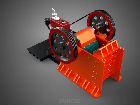 JAW CRUSHER CRUSHING BREAKER MACHINE ROCK STONE DIESEL ENGINE 3D Model