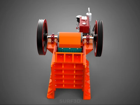 JAW CRUSHER CRUSHING BREAKER MACHINE ROCK STONE DIESEL ENGINE 3D Model