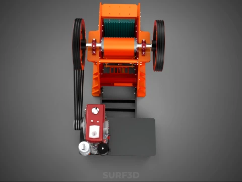 JAW CRUSHER CRUSHING BREAKER MACHINE ROCK STONE DIESEL ENGINE 3D Model
