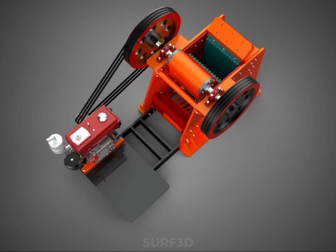 JAW CRUSHER CRUSHING BREAKER MACHINE ROCK STONE DIESEL ENGINE 3D Model