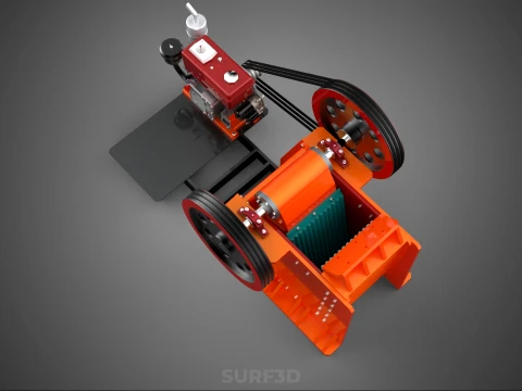 JAW CRUSHER CRUSHING BREAKER MACHINE ROCK STONE DIESEL ENGINE 3D Model