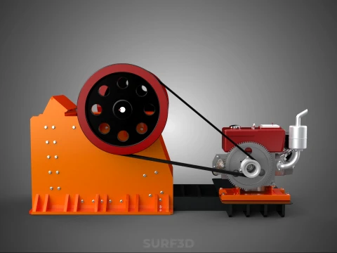 JAW CRUSHER CRUSHING BREAKER MACHINE ROCK STONE DIESEL ENGINE 3D Model