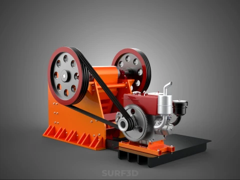 JAW CRUSHER CRUSHING BREAKER MACHINE ROCK STONE DIESEL ENGINE 3D Model