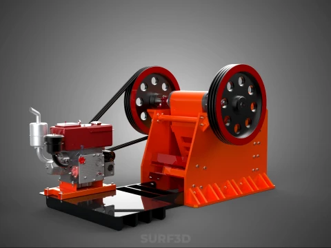 JAW CRUSHER CRUSHING BREAKER MACHINE ROCK STONE DIESEL ENGINE 3D Model