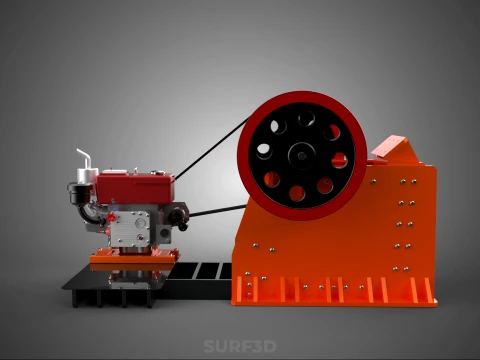JAW CRUSHER CRUSHING BREAKER MACHINE ROCK STONE DIESEL ENGINE 3D Model