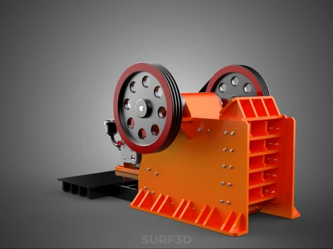JAW CRUSHER CRUSHING BREAKER MACHINE ROCK STONE DIESEL ENGINE 3D Model