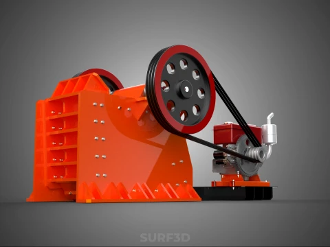 JAW CRUSHER CRUSHING BREAKER MACHINE ROCK STONE DIESEL ENGINE 3D Model