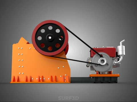 JAW CRUSHER CRUSHING BREAKER MACHINE ROCK STONE DIESEL ENGINE 3D Model