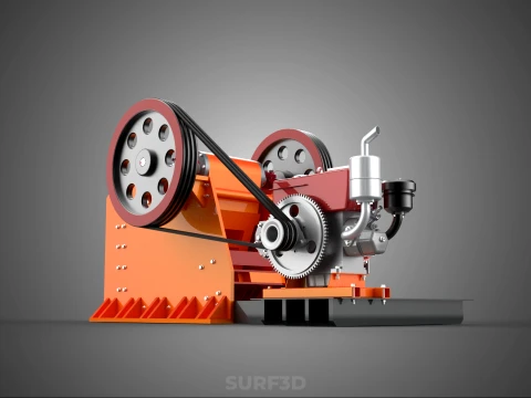 JAW CRUSHER CRUSHING BREAKER MACHINE ROCK STONE DIESEL ENGINE 3D Model