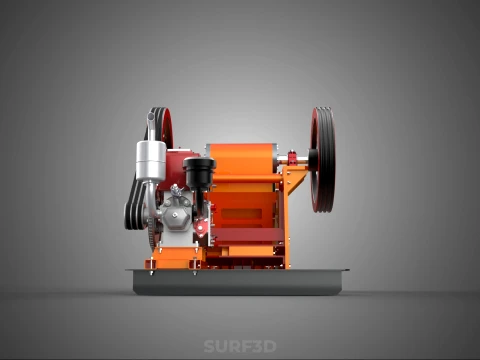 JAW CRUSHER CRUSHING BREAKER MACHINE ROCK STONE DIESEL ENGINE 3D Model