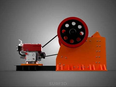 JAW CRUSHER CRUSHING BREAKER MACHINE ROCK STONE DIESEL ENGINE 3D Model