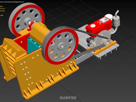JAW CRUSHER CRUSHING BREAKER MACHINE ROCK STONE DIESEL ENGINE 3D Model