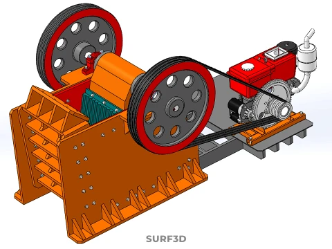 JAW CRUSHER CRUSHING BREAKER MACHINE ROCK STONE DIESEL ENGINE 3D Model