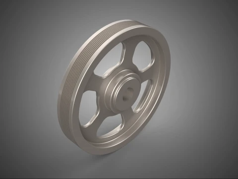 5 SPOKE FLYWHEEL V BELT PULLEY ENGINE TRANSMISSION FLY WHEEL RIM 3D Model