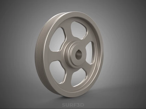5 SPOKE FLYWHEEL V BELT PULLEY ENGINE TRANSMISSION FLY WHEEL RIM 3D Model