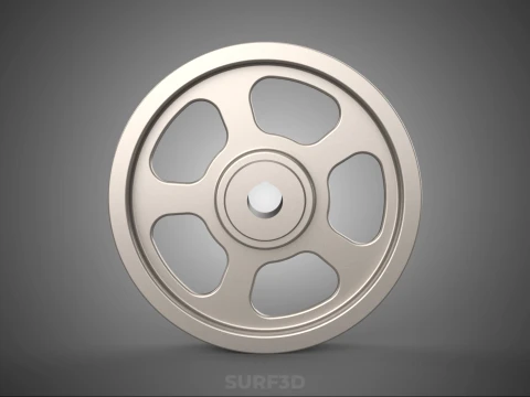 5 SPOKE FLYWHEEL V BELT PULLEY ENGINE TRANSMISSION FLY WHEEL RIM 3D Model