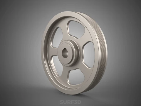 5 SPOKE FLYWHEEL V BELT PULLEY ENGINE TRANSMISSION FLY WHEEL RIM 3D Model