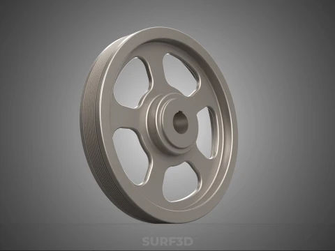 5 SPOKE FLYWHEEL V BELT PULLEY ENGINE TRANSMISSION FLY WHEEL RIM 3D Model