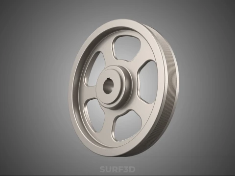 5 SPOKE FLYWHEEL V BELT PULLEY ENGINE TRANSMISSION FLY WHEEL RIM 3D Model
