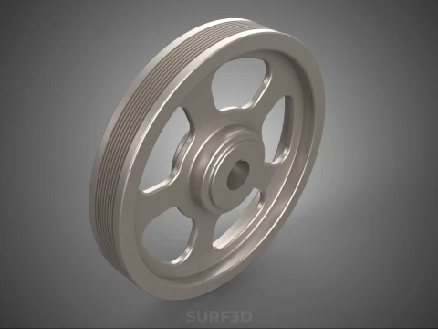 5 SPOKE FLYWHEEL V BELT PULLEY ENGINE TRANSMISSION FLY WHEEL RIM 3D Model