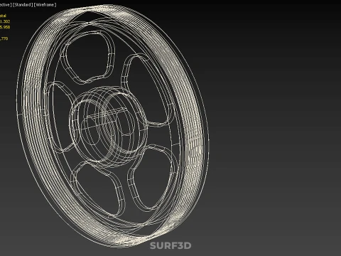 5 SPOKE FLYWHEEL V BELT PULLEY ENGINE TRANSMISSION FLY WHEEL RIM 3D Model