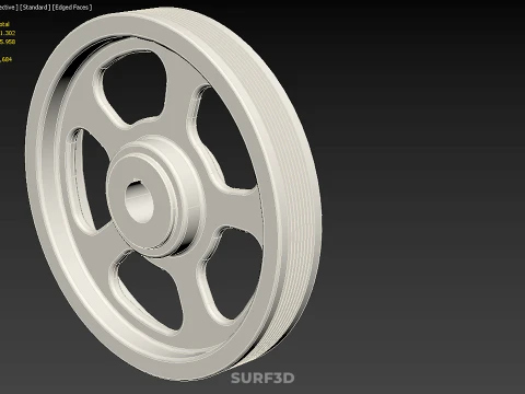 5 SPOKE FLYWHEEL V BELT PULLEY ENGINE TRANSMISSION FLY WHEEL RIM 3D Model