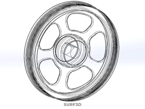 5 SPOKE FLYWHEEL V BELT PULLEY ENGINE TRANSMISSION FLY WHEEL RIM 3D Model