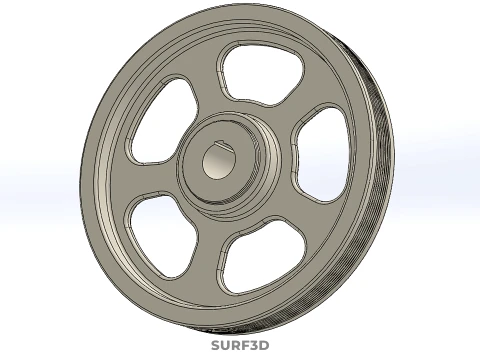 5 SPOKE FLYWHEEL V BELT PULLEY ENGINE TRANSMISSION FLY WHEEL RIM 3D Model