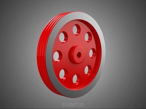 8 HOLE FLYWHEEL V BELT PULLEY ENGINE TRANSMISSION FLY WHEEL RIM 3D Model