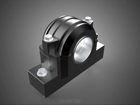 PILLOW BLOCK BEARING HOUSING SPLIT PLUMMER MOUNTING SUPPORT UNIT 3D Model