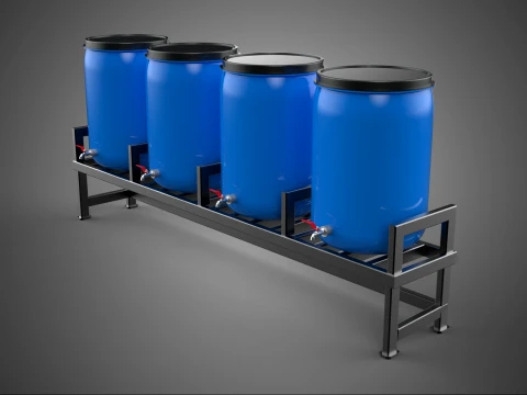 LIQUID DISPENSER BUCKET TANK BARREL DRUM TAP FAUCET RACK STAND Model 3D