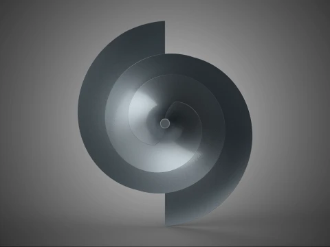 TWO 2 FIN BLADE FAN PROPELLER ARCHIMEDES CONICAL SCREW SPIRAL 3D Model