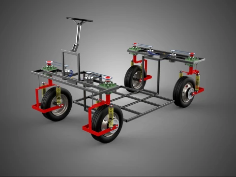 4WD ELECTRIC VEHICLE CART CAR CHASSIS INDEPENDENT SUSPENSION EV Model 3D