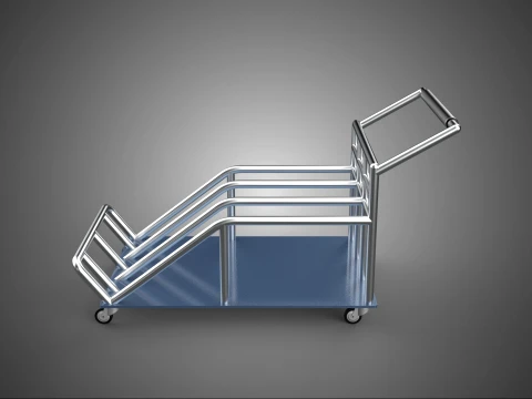 PORTER TROLLEY CART ROLLING DOLLY TERMINAL AIRPORT HOTEL BAGGAGE 3D Model