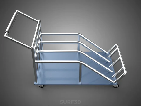 PORTER TROLLEY CART ROLLING DOLLY TERMINAL AIRPORT HOTEL BAGGAGE 3D Model