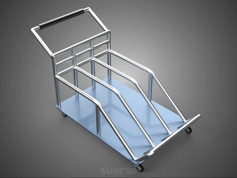 PORTER TROLLEY CART ROLLING DOLLY TERMINAL AIRPORT HOTEL BAGGAGE 3D Model